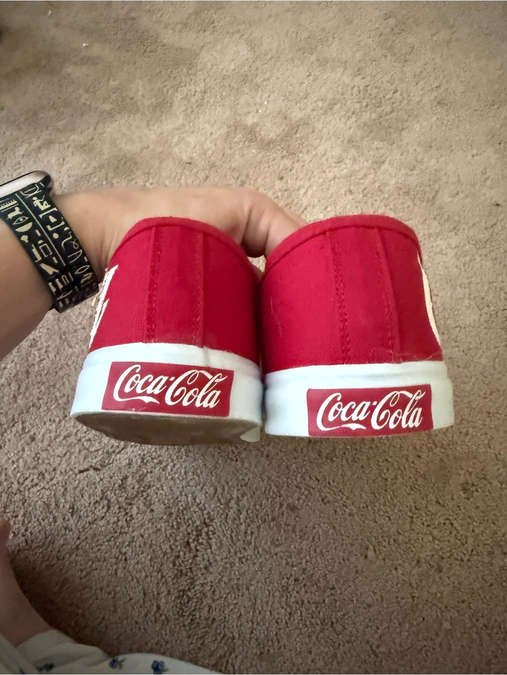 Coca-Cola Red Low-Top Canvas Sneakers with White Logo - Picture 3 of 3